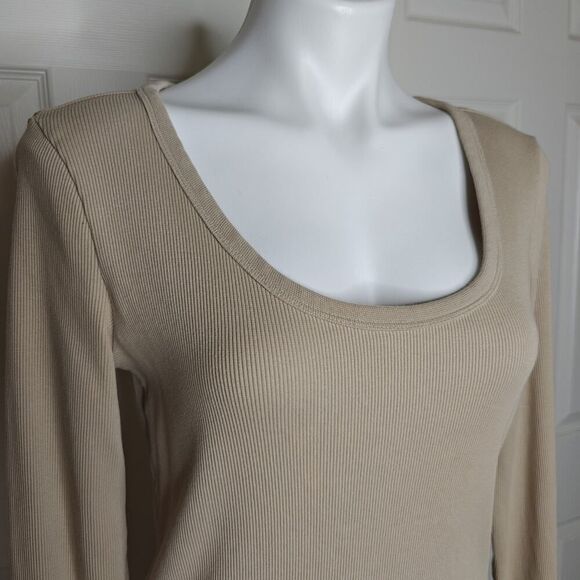Universal Thread scoop neck ribbed long sleeve t-shirt sz L - Picture 2 of 8